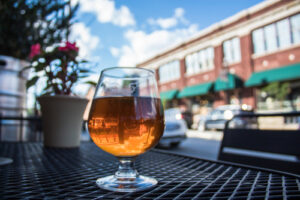 beer on a table outside